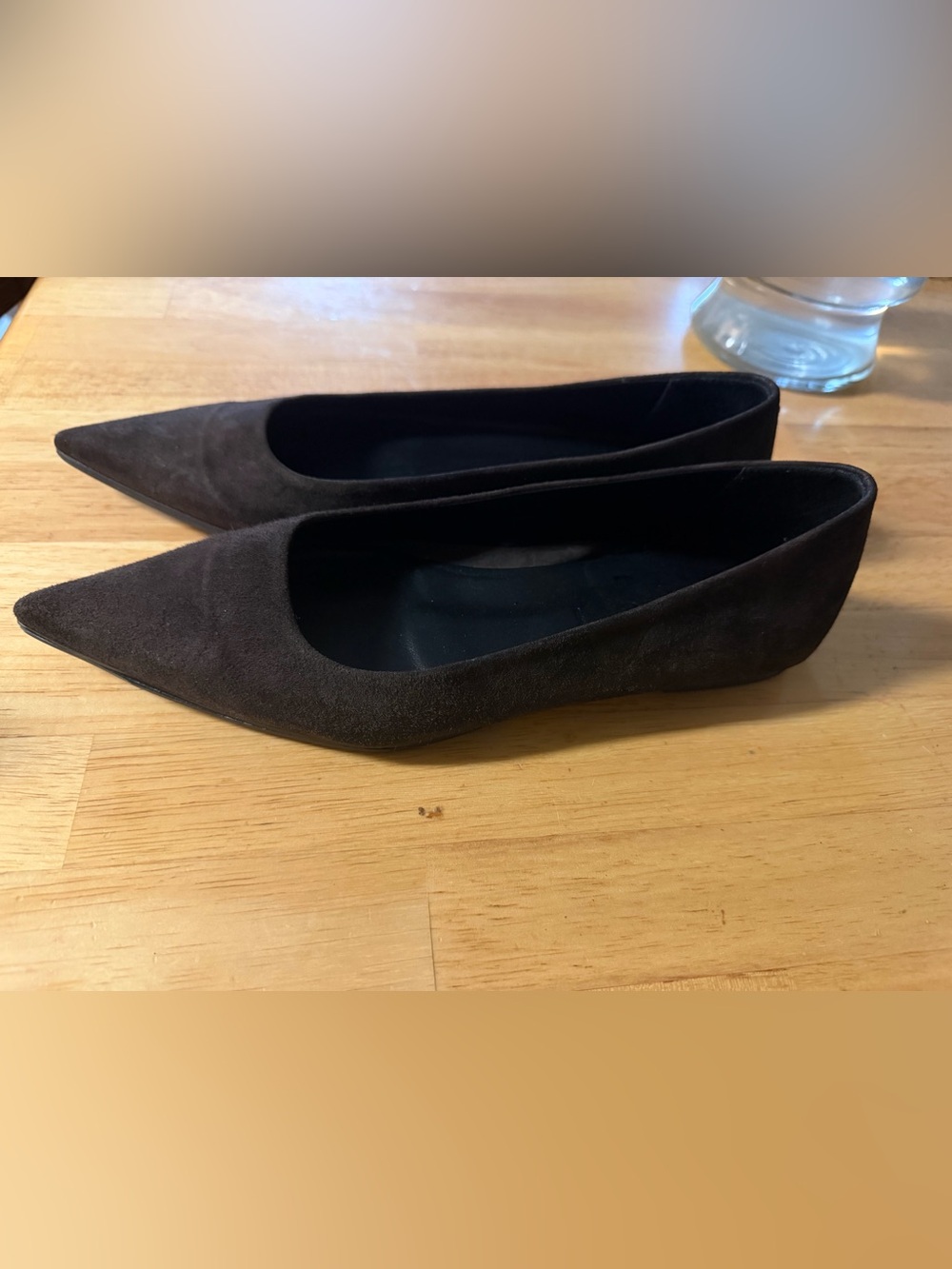 Aeyde Dark Brown Pointed Suede Ballet Flats size 39/8